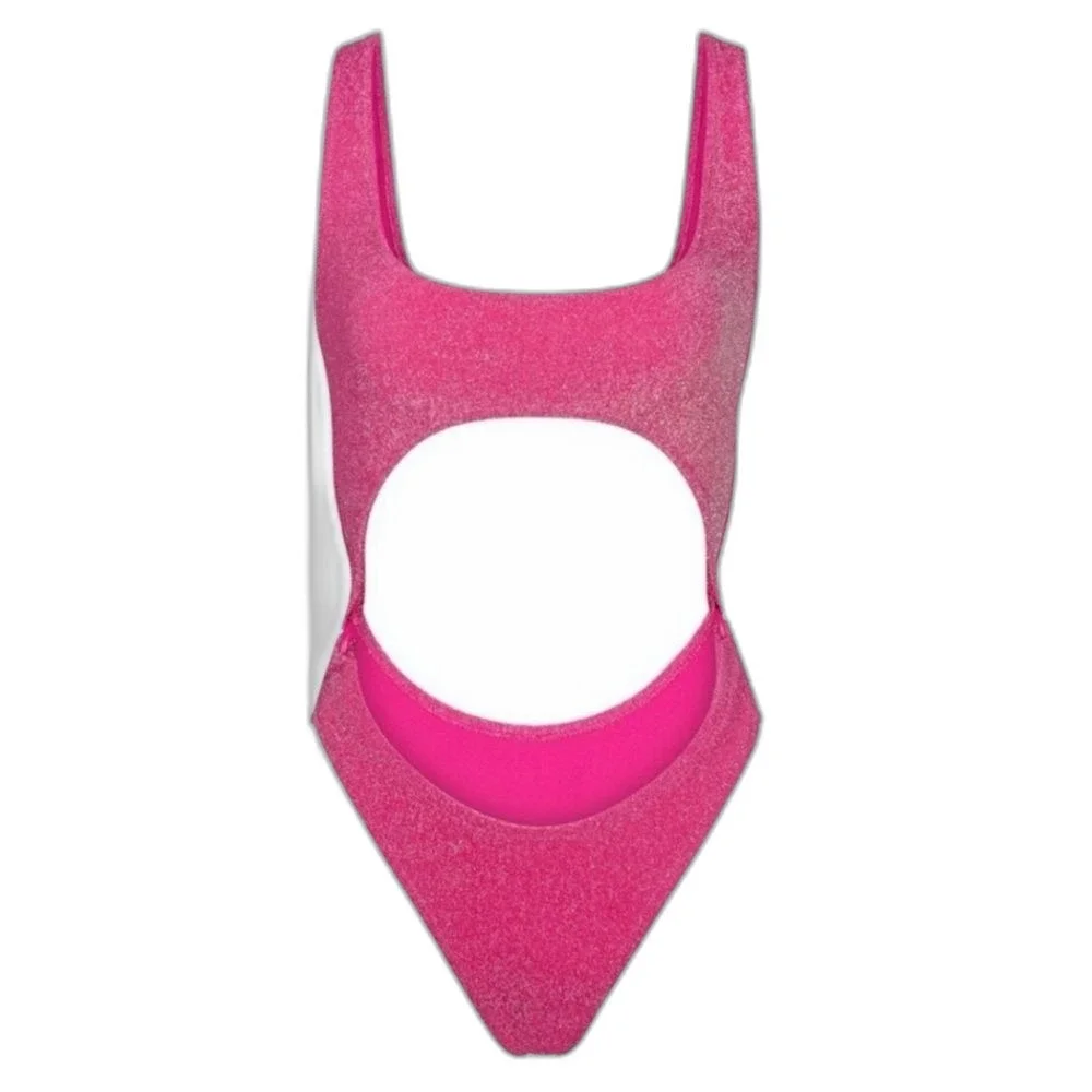 Skims pink glitter sparkle sexy cutout monokini swimsuit one piece size 3X